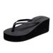 Women's Summer Flip Flops Non-Slip Sandals Korean Style Wedge Heel Thick Sole Simple Beach Slippers_vogvips.com