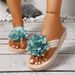 Cross-border Foreign Trade Thick-soled Flip-flo, Solid Color Floral Versatile Fashion Vacation Bohemian Beach_vogvips.com