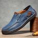 Euro Step Semi-Custom Hand-Stitched Men's Outdoor Casual Slip-On Flat Leather Shoes Low-Top Large Size Loafers_vogvips.com