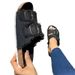 Women's Flat Sandals With Buckle, Openwork Design, Casual Solid Color Canvas, Plus Size, Breathable And Comfortable._vogvips.com