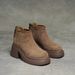 2024 Autumn Winter New Women's Thick-Soled Martin Round Toe Versatile Fashion Short Boots With Fleece And Thickened_vogvips.com
