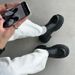 Thick Soled Trendy Men's Commuting Slip In Mickey Round Derby For Men 7CM Height Increasing Big Toe Leather Shoes_vogvips.com