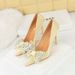 1829-H9 Style Banquet Women's With Metal Super High Heels, Satin, Shallow Mouth, Sharp Point, Rhintone Bow, Single_vogvips.com