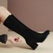 French Style Velvet Stretch Slim Women 2024 Autumn Winter New Fashionable High Heel Over-the-Knee Long Boots For Outdoor_vogvips.com