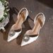 French-style Pointed-toe Rhinestone Floral High-heeled Sandals, Satin Stiletto Closed-toe Women's 2025 New Fairy Wedding_vogvips.com