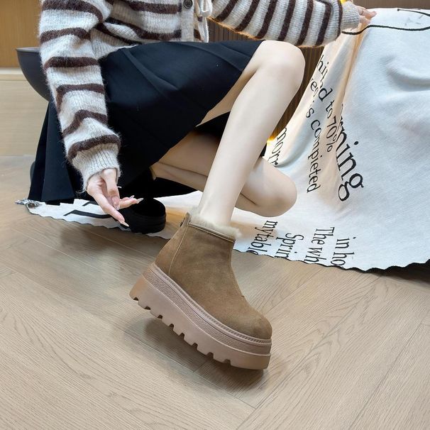 2025 Winter New Versatile Snow Thick Sole Non-Slip Fleece-Lined Short Women Warm Retro Fashion Boots_vogvips.com