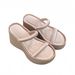 French-style Fairy-like Thick-soled Slip-on For Women, Summer Outdoor Wear, 2025 New Model, Simple Satin Chunky Heel_vogvips.com
