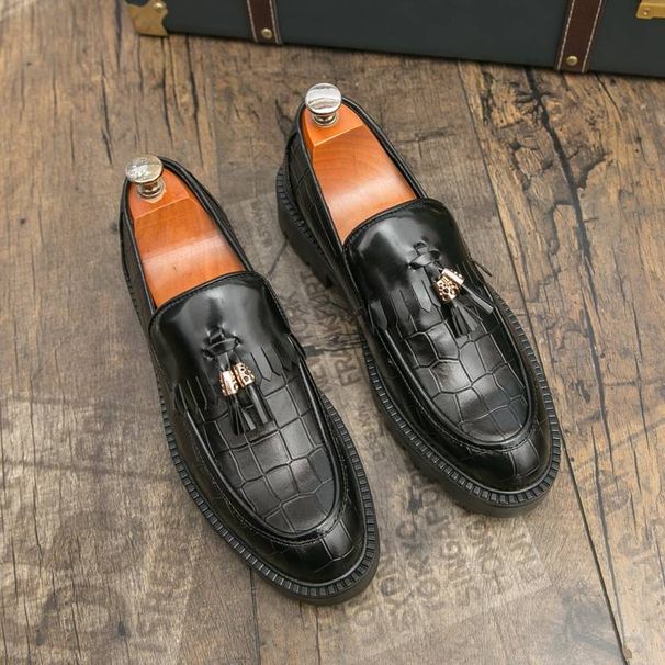 New Fashion Men's Brown Business Casual Loafer Shoes Daily Office Black Buckle Monk Men's Shoes One Foot Cover Banquet Dress Wedding Leather Shoes_vogvips.com