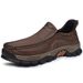 Autumn Winter New Men's Leather Slip-On Flash Wear Thick Sole Wear-Resistant Lightweight Loafers Casual Shoes_vogvips.com