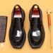 Slip-on leather shoes men's soft leather pointed leather business casual shoes thick sole height increasing British loafers trendy men's shoes_vogvips.com