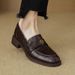 Leather Soft-soled Thick-heeled Loafers Women's Flat-heeled Single Shoes Small Leather Shoes_vogvips.com