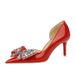 638-AH21 Korean Style Banquet Women's High Heels Stiletto Shallow Mouth Pointed Toe Side Hollow Patent Leather_vogvips.com