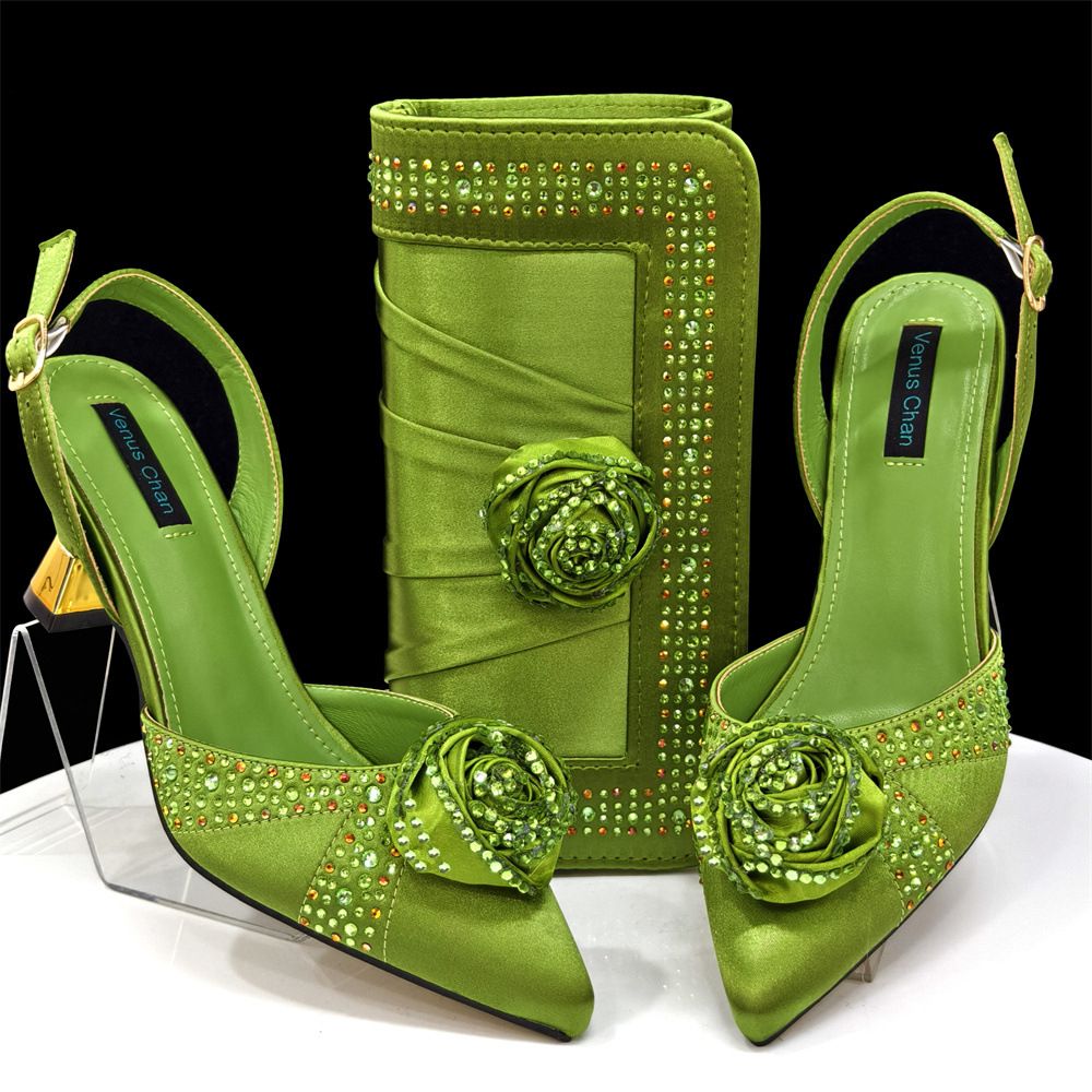 Shoe Bag Set Combination Wedding Women's Pointed Sandals With Square Clutch Bag_vogvips.com