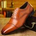 Large Size 2024 New Leather Brogue Color Block Carved Versatile British Business Formal Men's Shoes_vogvips.com