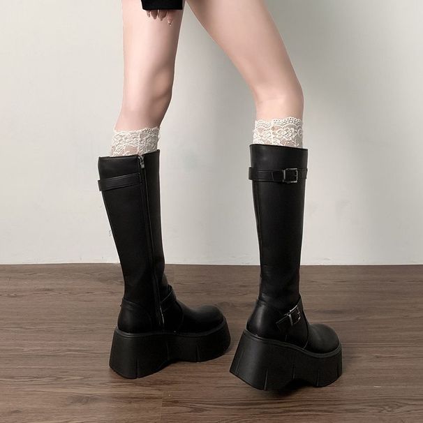 Height Increasing Over-the-Knee High-End 2024 Autumn Style Slim Fit Thick-Soled Riding Boots For Petite Women_vogvips.com
