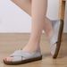Cross-border Summer New Style Women's Leather Large Size Flat-soled Maternity Slippers, Dual-use Mom Sandals, Versatile_vogvips.com