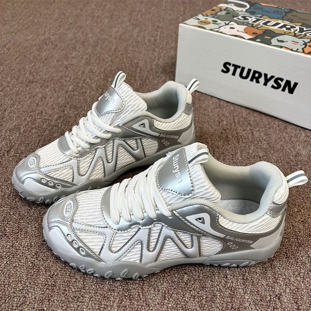 Mesh Breathable Retro Silver Forrest Gump For Women, Ins Summer Niche Non-Slip Hiking Sneakers, Casual German Training_vogvips.com