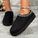 Snow Boots Women's Thick-soled Furry With Half Slippers 2024 Winter New Style Baotou Fleece-ed Warm Cotton Shoes_vogvips.com