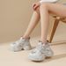 Fat Sole Fashion Color Blocked Thick Soled High Top Lace Up Casual Shoes For Women Spring New_vogvips.com