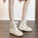 Women Boxing Boots 8Cm Height Increase Ballet Style ~ Dexun Lace Trim Thick Sole Martin Fashion Versatile Boxing Boots_vogvips.com