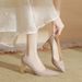 2026 Spring And Autumn New Style Pointed Toe High Heels For Women, Chunky Heel, Sequined, Fashionable, Versatile Shallow_vogvips.com