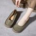 Women’s Shoes Leather Retro Shallow Mouth Single Shoes Shallow Mouth Women's Shoes Spring New Round Toed Scoop Shoes One Step Forest Style_vogvips.com