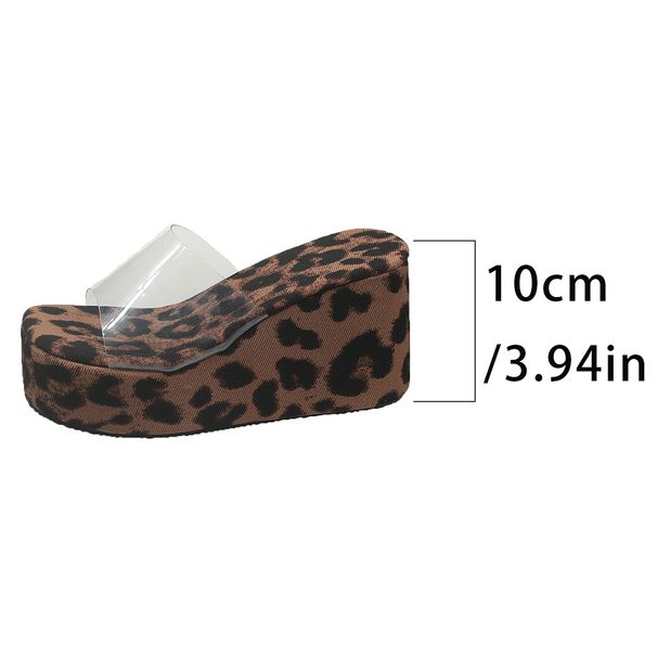 Women's plus Size Leopard Print Transparent Platform Slippers Summer Thick Soled Wedge Sandals Casual Slip-On Shoes_vogvips.com