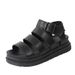 plus Size Women's Platform Sandals round Toe Leather Upper Roman Style One Strap Sandals_vogvips.com