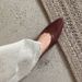 2026 Popular Pointed-toe Flat Women In Burgundy Soft Leather, Slip-on Shoes Shallow Cut, Suitable Pairing With Skirts_vogvips.com