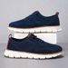 Men’s Knit Mesh Casual Shoes, Breathable Elastic Lace‑Up Low‑Top Sneakers, Non‑Slip Sole Trainers, Casual Daily Walking Footwear_vogvips.com