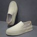 Pure White Men's Spring New Thick-Soled Sneakers Genuine Breathable Slip-On Lazy Loafers Casual Leather Shoes_vogvips.com