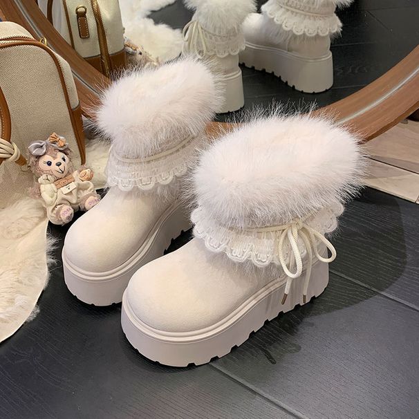 Muffin Thick-soled Heightening Birkenstocks Snow Boots Women's Hairy Short Boots Cotton Shoes Boots_vogvips.com