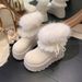 Muffin Thick-soled Heightening Birkenstocks Snow Boots Women's Hairy Short Boots Cotton Shoes Boots_vogvips.com