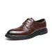 Euro Step British Style Pointed Toe Men's Low-top Formal Business Leather Brogue Hairstylist Trendy Lace-up Wedding Shoes_vogvips.com