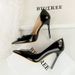 638-K50 Fashion Socialite Pointed High Heels Patent Leather Shiny Surface Fine Order Rhinestone Shallow Mouth_vogvips.com