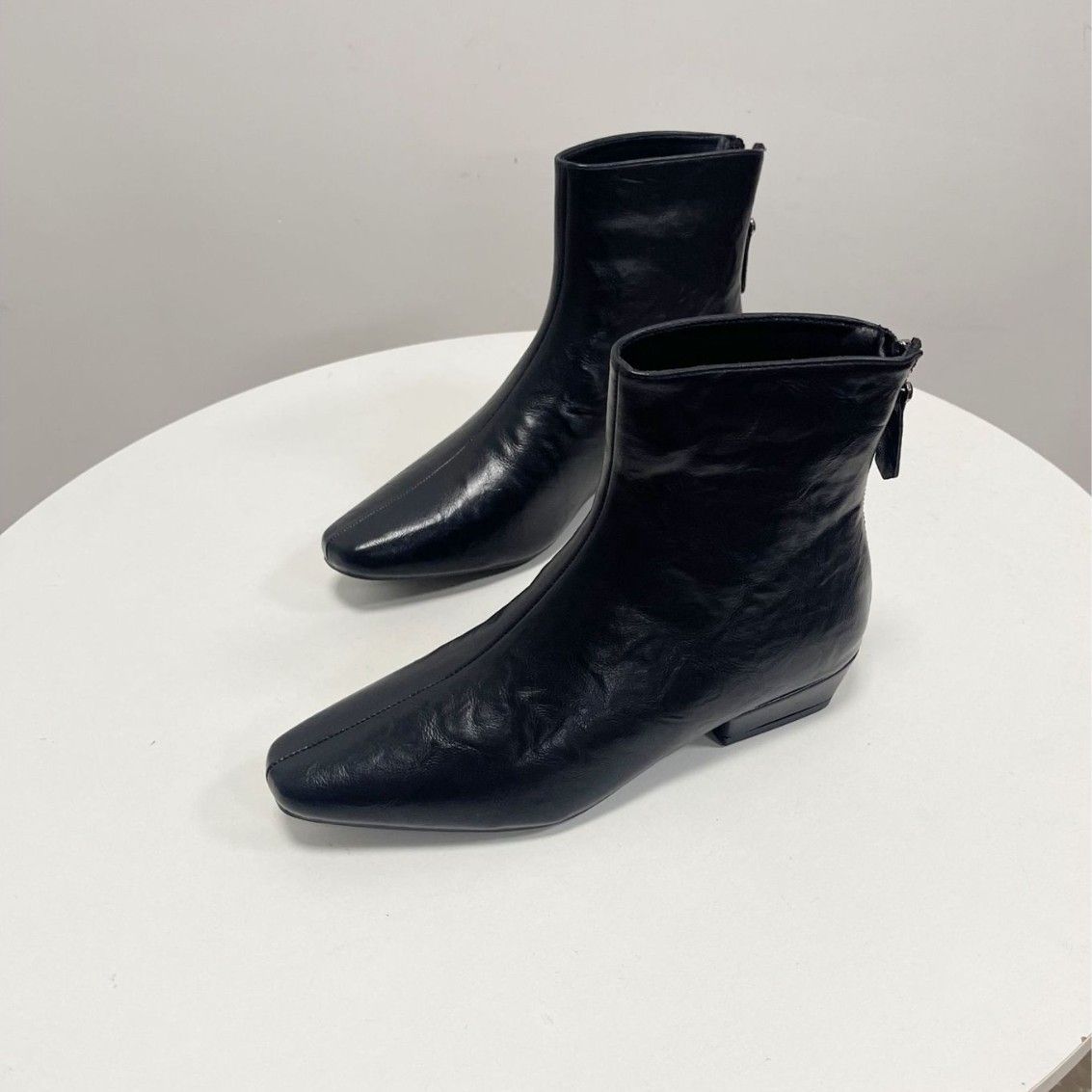 French 25.Retro Style With Fleece, Slimming, Chunky Ankle Boots For Women_vogvips.com
