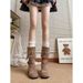 2025 New Summer Thin Style Paired With Skirt Boots, Children's Thick Soled Long Boots, Brown Stacked High Boots, Maillard Boots_vogvips.com