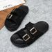 Summer Retro Double-button Matte Surface Flip-flop Versatile And Fashionable Casual And Comfortable Slip-on Sandal_vogvips.com