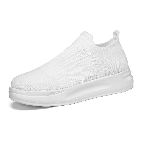 Men's And Women's Matching Casual Running Shoes - Flyknit Socks For One-Piece Footwear - 4cm Thick Bottom Elevated Lazy Shoes_vogvips.com