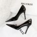 6122-3 Style Fashion Simple Super Shallow Mouth Pointed Shiny Lacquer Leather Versatile High Heels Women's S Single_vogvips.com