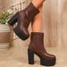 Cross-border Plus-size European American Autumn Winter New Fashion High-heeled Shoes With Chunky Heels And Back Zipper,_vogvips.com