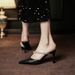 8189-1 High Heels Women's Single Shoes Thin Heel Pointed Closed Toe Half Slippers Outdoor French Style New Elegant_vogvips.com