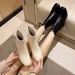 French Style White Short For Women 2025 Autumn Winter New High Heels Slim Chunky Heel Thin Martin Boots_vogvips.com