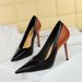 Vintage Style High Heels Pointed Toe Women S Dress Shoes For Party Evening Wear Chunky Heel Two Tone Design_vogvips.com