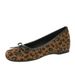 836-11 European And American Style Leopard Print Bow-decorated Round-toe Shallow Patent Leather Slip-on Shoes With_vogvips.com