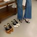 New 2026 Women's Sexy Stiletto Heeled Sandals European American Style Metal Buckle Pointed Toe Simple Strap Plus Size Slippers_vogvips.com