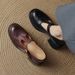 Women's Shoes Spring And Autumn Round Toe High Heels Thick Heels Genuine Leather Thick Soles Retro Versatile Mary Jane Shoes For Women_vogvips.com