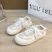 Little White Women's Summer Ice Silk Canvas Face Breathable Leisure Big Headed Lace Up Flat Bottom Sports Youth Student_vogvips.com