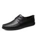 New Men's Business Casual Lace-up Leather Shoes Genuine Leather Hollow Breathable Leather Shoes Lightweight Hand-stitched Leather Shoes with Soft Sole_vogvips.com