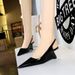 1097-1 Slope Hollow Back Strap Lacquer Leather Shallow Mouth Sharp Tip Trimming Slim High Heel Women's Single Shoes_vogvips.com